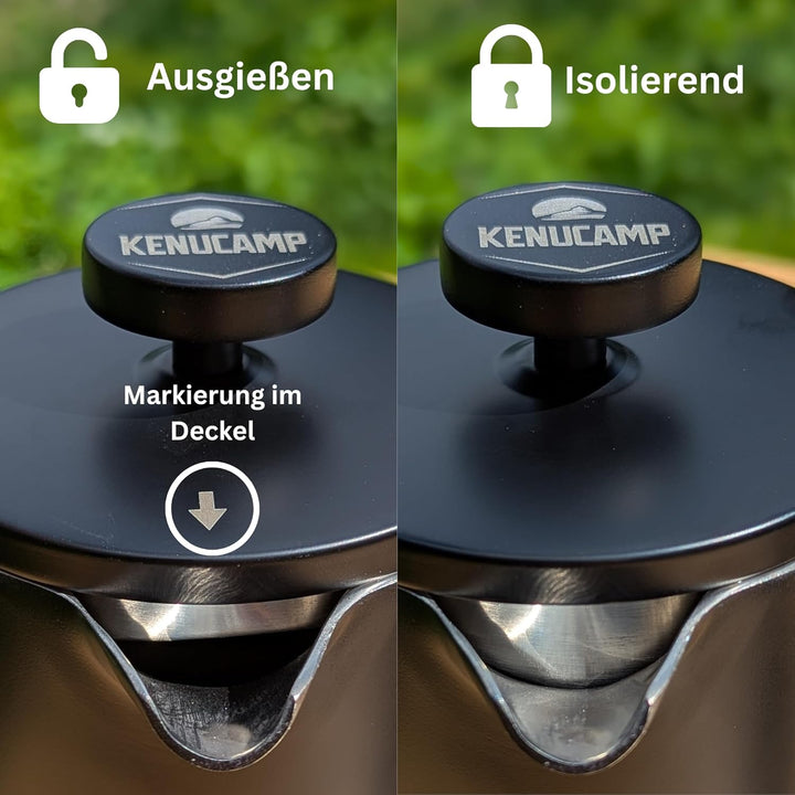 French Press 800ml – Isolierende Edelstahl Kaffeepresse (Schwarz), Doppelwandig & Langlebig, Thermo