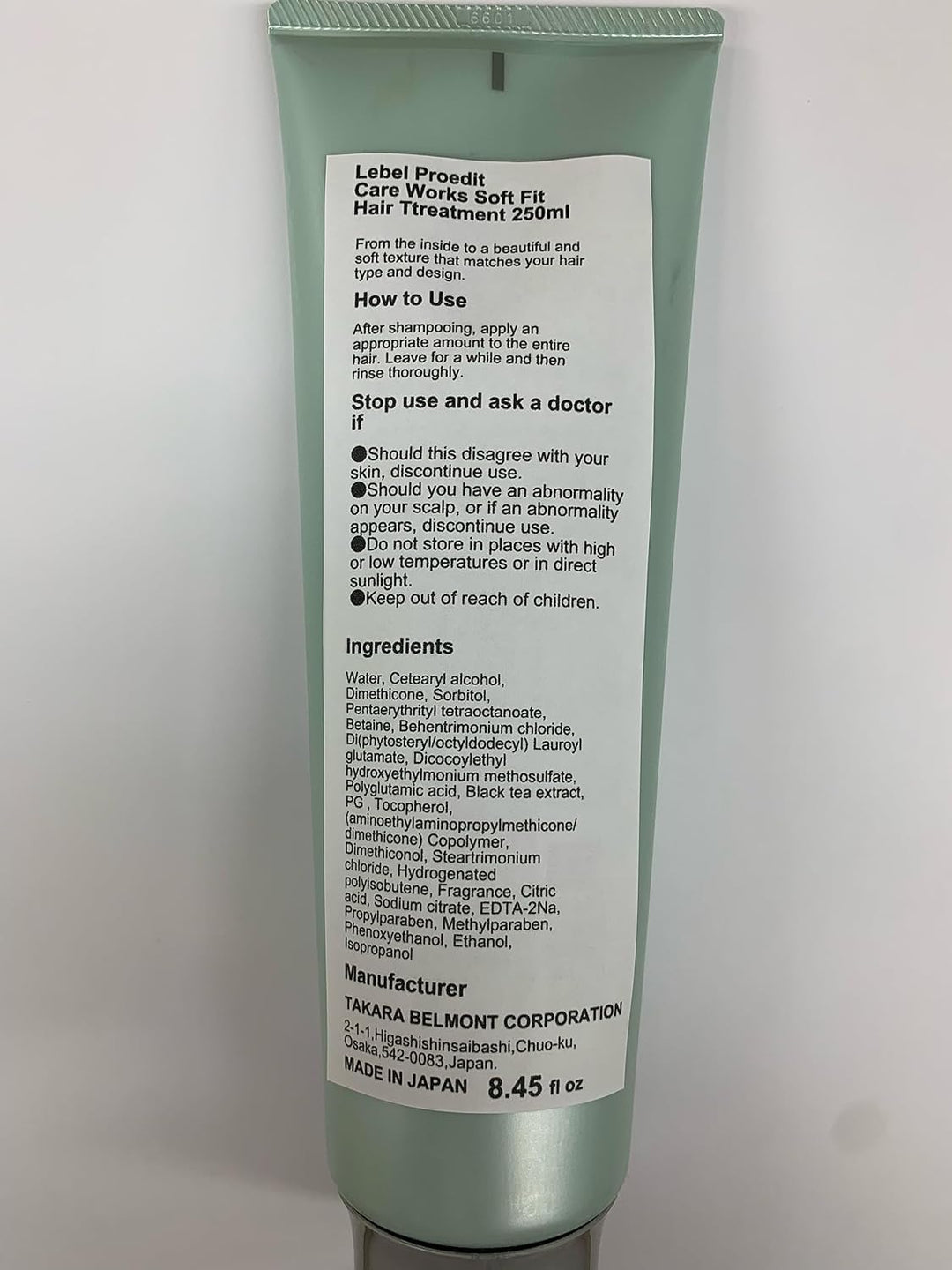 Lebel Proedit Care Works Hair Shampoo 300ml & Hair Ttreatment 250ml Set - Soft Fit (Green Tea Set)