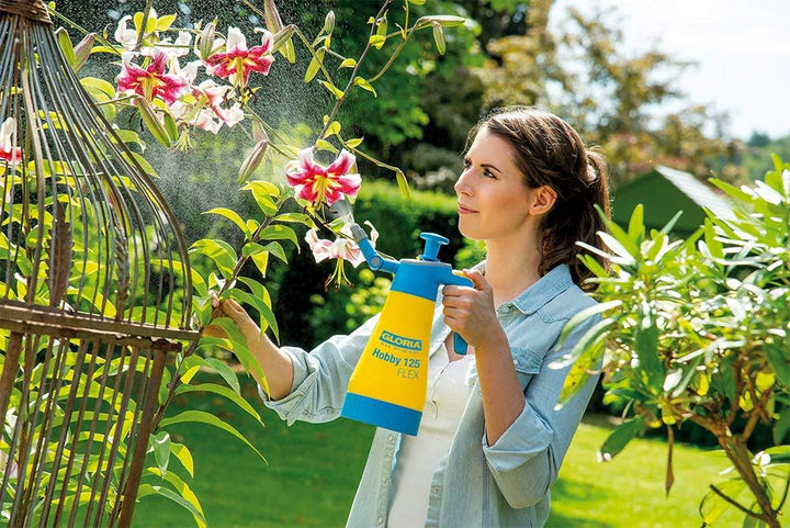 GLORIA Drucksprüher Hobby 125 FLEX | 1,25 L Sprühflasche | Gartenspritze/Handsprüher mit flexibler L