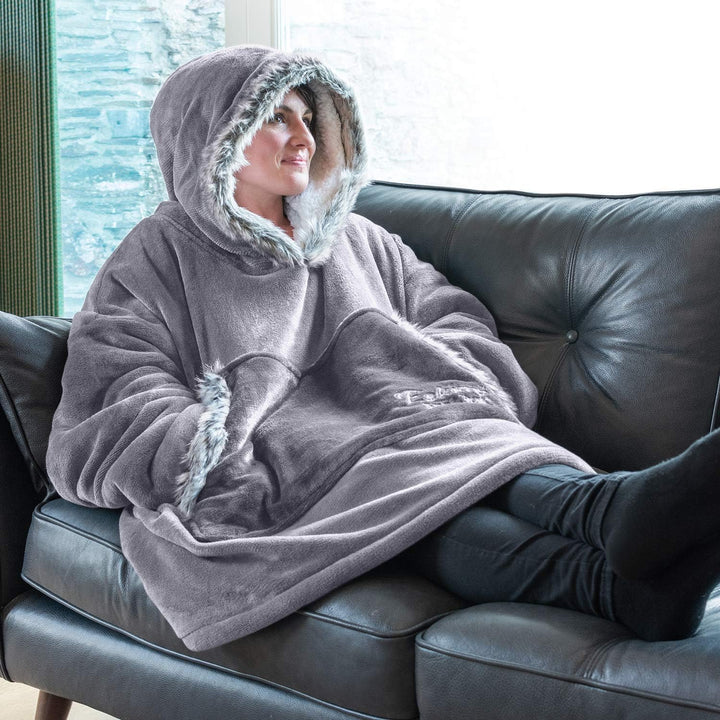 Snug Rug Lila Grau Eskimo Decke mit Ärmel Pullover Decken-Kapuzenpullover Übergrosse Sweatshirt Hood