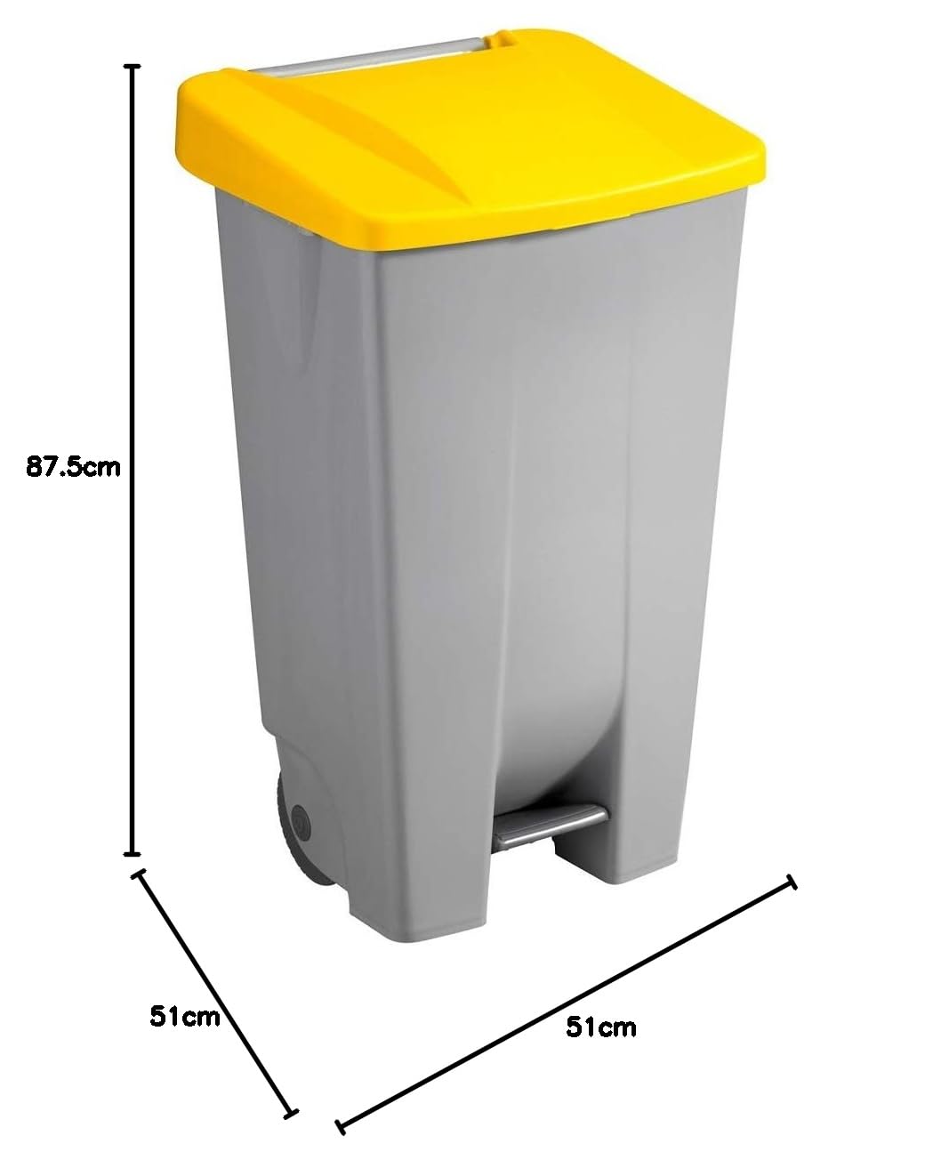 Sunware Basic Abfalleimer 120 Liter - 42,5 x 51 x 87,5 cm - mit Rädern/Fusspedal/Handgriff - grau/ge