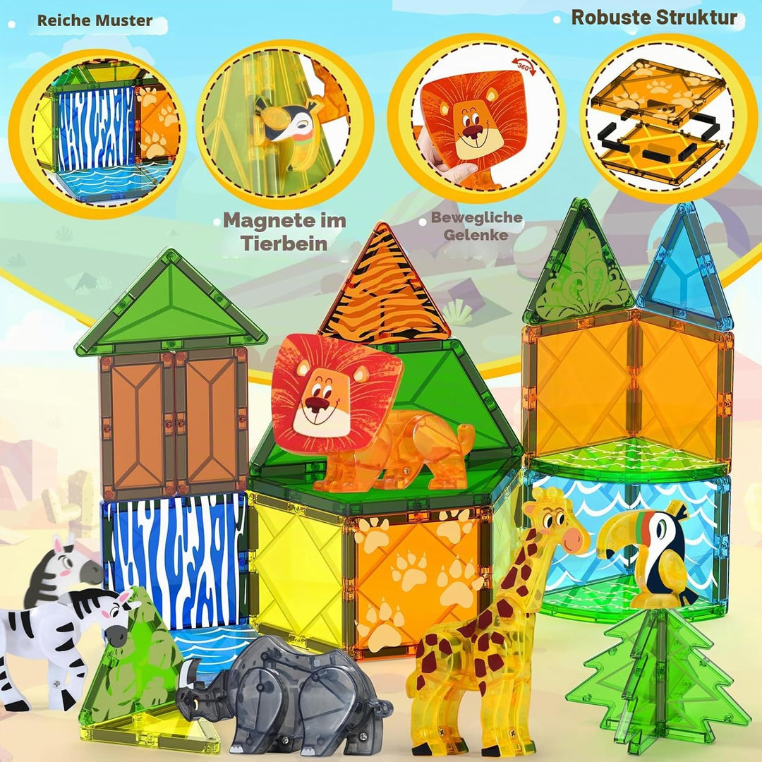 Oriate Magnet Safari Animal Magnetische Bausteine, Bewegbares Gelenk Tiere magnetspiel Magnetbaustei