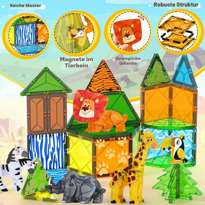 Oriate Magnet Safari Animal Magnetische Bausteine, Bewegbares Gelenk Tiere magnetspiel Magnetbaustei