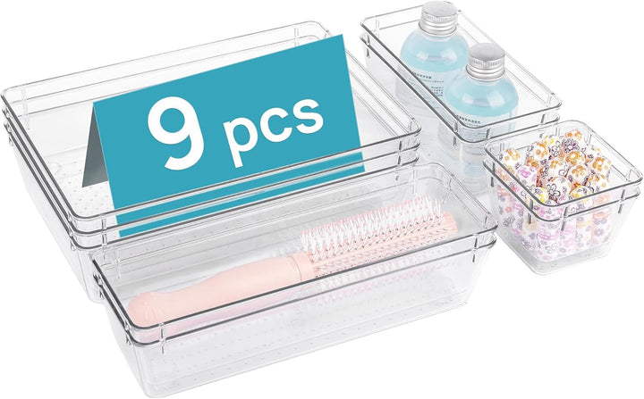 Vtopmart 9 Stücke Schubladen Organizer mit 4 Grössen, Schminktisch Organizer für Küchen, Badezimmer,