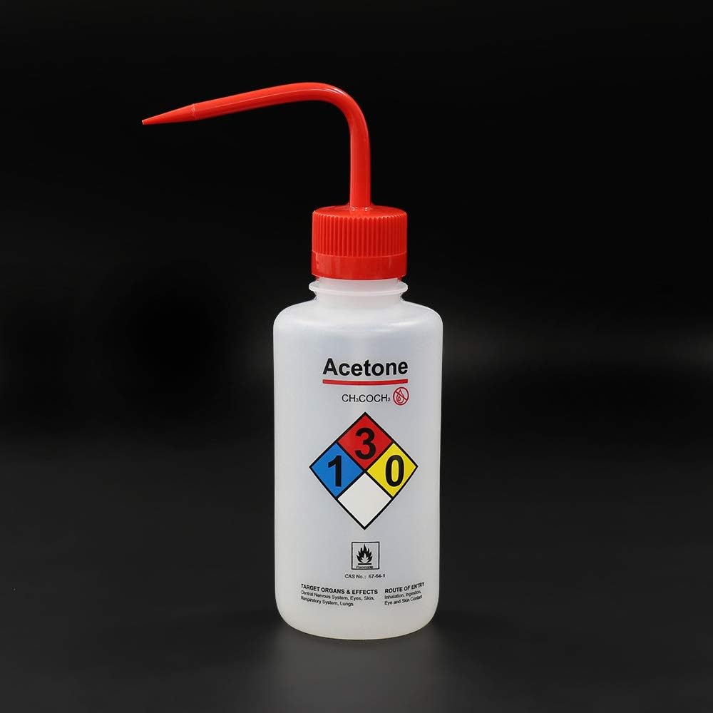 Labvida 2 Stück Sicherheits-Waschflaschen, 500 ml, Aceton-Waschflasche, LDPE-Material, LVM004 2 x Ac