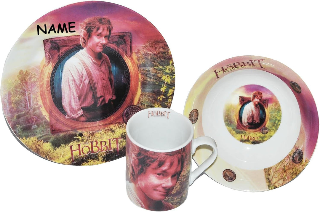 alles-meine.de GmbH 3 TLG. Geschirrset Hobbit - Herr der Ringe - Porzellan Tasse + Teller + Müslisch