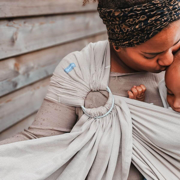 Hoppediz Ring-Sling, Baby-Tragetuch ab Geburt, 100% kbA-Baumwolle, Design Djerba