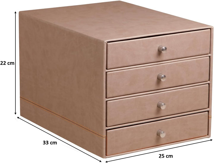 Rhodia 318864C Schubladenbox (mit 4 Schubladen, Griffe aus Metall, Kunstleder, elegant und praktisch