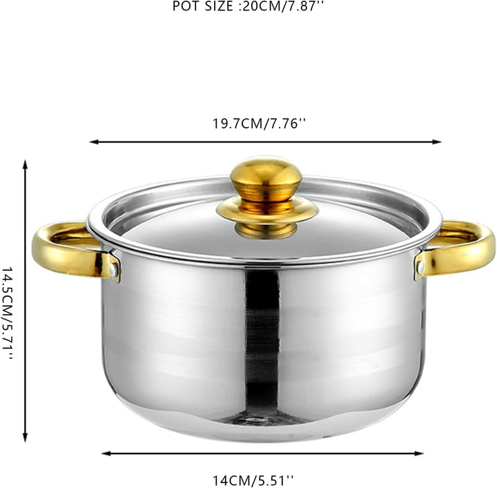 Topfset Induktion Edelstahl 10-teilig,5 Töpfe mit 5 Deckeln,Edelstahl | Kochtopf Set für Alle Herdar