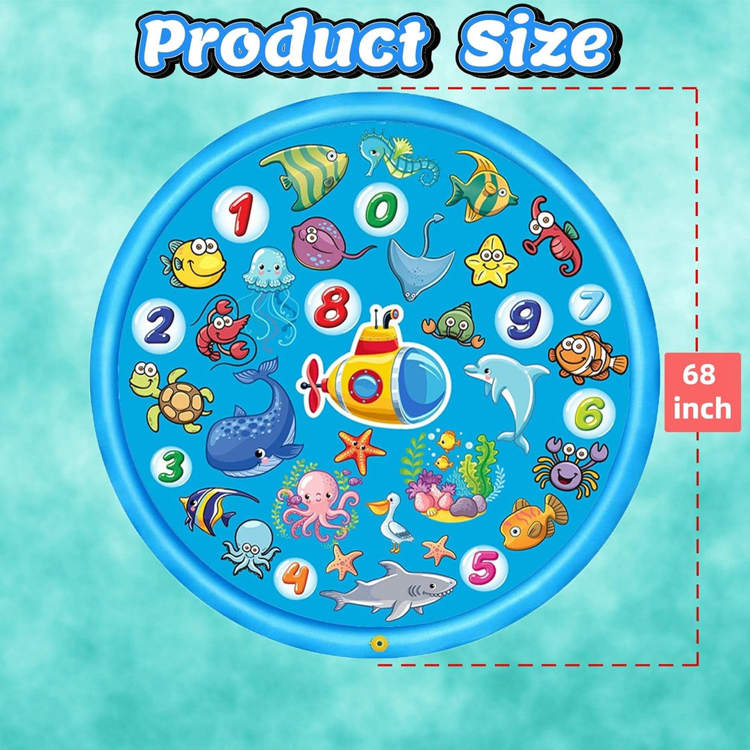 Sommer Sprinkler Wasserspielmatte 170 cm, Grosses Runden Aufblasbar Splash Spielmatte, Outdoor Somme