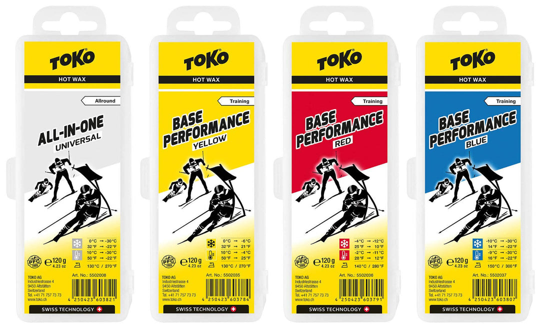 Toko _ Skiwachs Set 4 x Base Performance Wax - für Alpinski + Langlaufski + Board