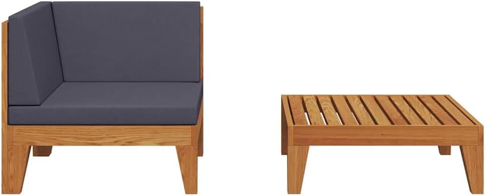 vidaXL Akazienholz Massiv Gartenmöbel 2-TLG. mit Auflagen Ecksofa Tisch Sofa Lounge Sitzgruppe Garte