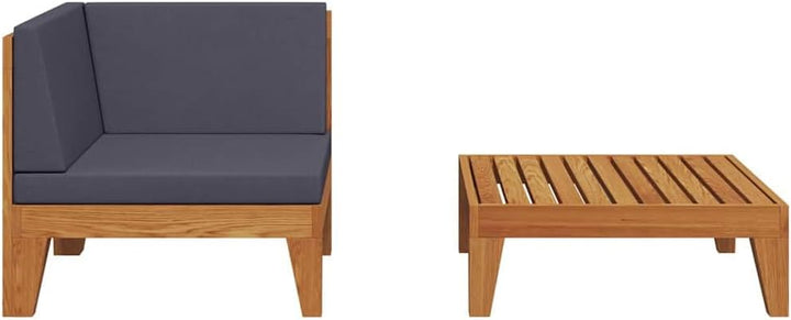 vidaXL Akazienholz Massiv Gartenmöbel 2-TLG. mit Auflagen Ecksofa Tisch Sofa Lounge Sitzgruppe Garte