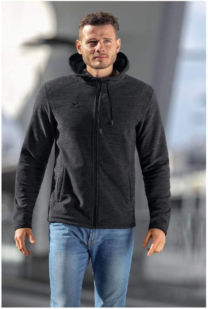 Erima Herren Fleecejacke, Polyester, Schwarz Melange, XL