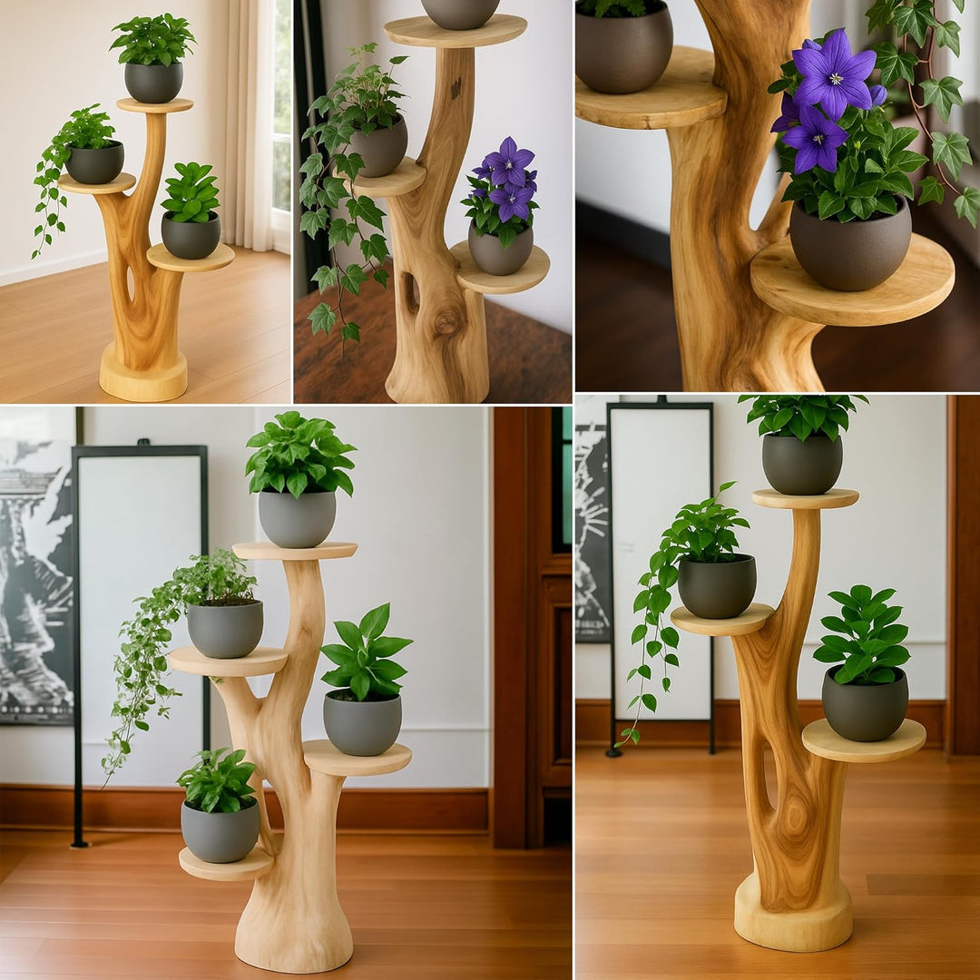 My-goodbuy24 Blumenständer Blumentreppe Blumenpodest Blumenhocker Pflanzen Blumen Deko Treppe Holz M