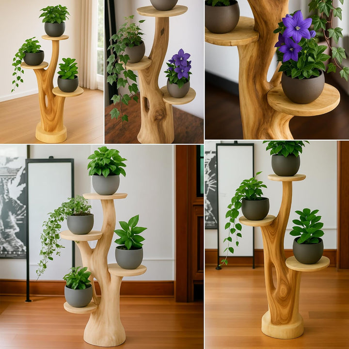 My-goodbuy24 Blumenständer Blumentreppe Blumenpodest Blumenhocker Pflanzen Blumen Deko Treppe Holz M