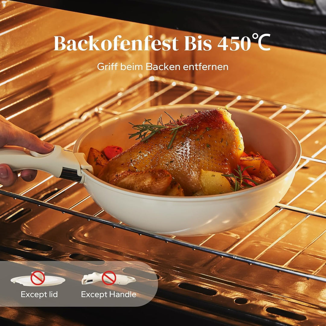Redchef Keramik Pfannenset mit Abnehmbaren griff, Wohnmobil Kochgeschirr Set für Camping, Keramik Un