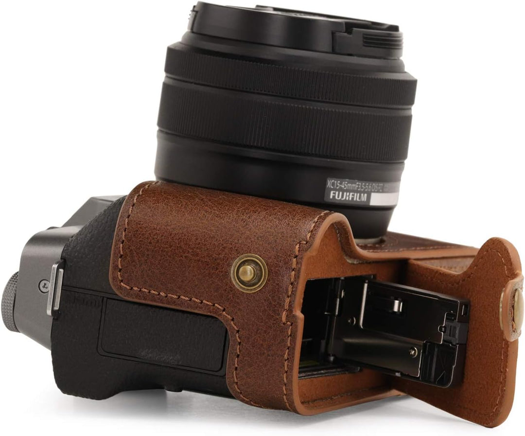 MegaGear MG1886 Ever Ready Kameratasche aus Echtleder, für Fujifilm X-T200, Braun, braun