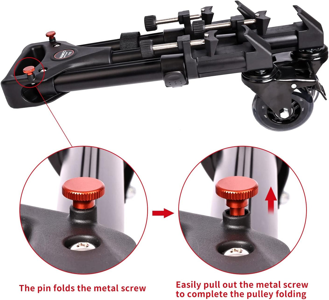 Fotografie Dreibein rollwagen,Schwerlast Einsätze mit grossen 2-Zoll-Gummi-Rädern, verstellbaren Bei