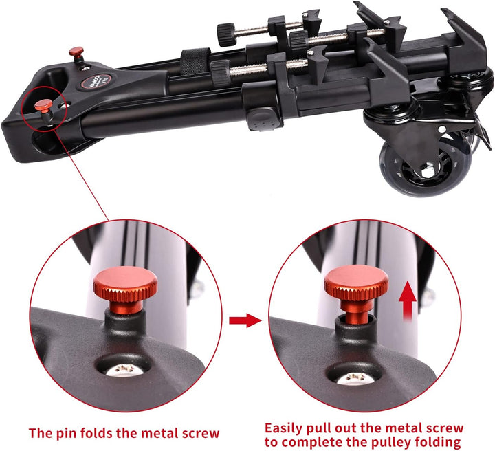 Fotografie Dreibein rollwagen,Schwerlast Einsätze mit grossen 2-Zoll-Gummi-Rädern, verstellbaren Bei