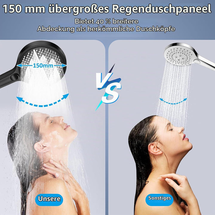 Duschkopf Hochdruck Duschkopf Gross 150mm Handbrause Wassersparender Regendusche 4 Strahlarten XXL D