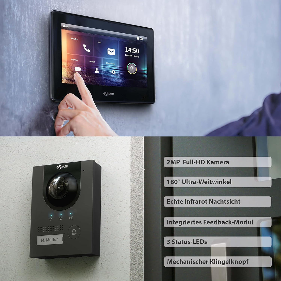 Goliath IP | Aufputz | Video Türsprechanlage | 2MP | Anthrazit Türstation | 180° Ultra Weitwinkel Ob