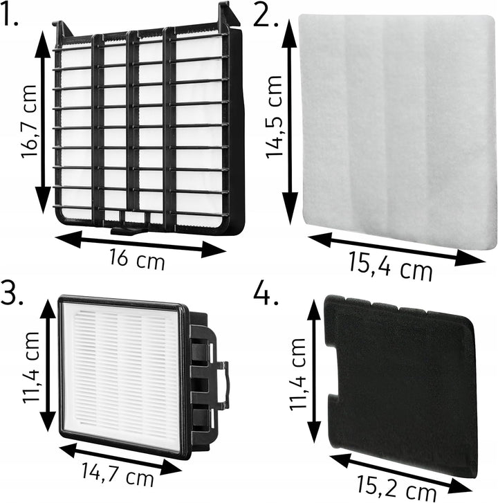 Das Set enthält 4 Filter für den YOER VC01BK Staubsauger.