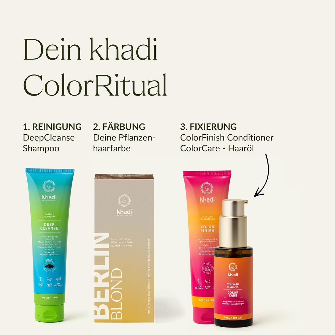 khadi BERLIN BLOND Pflanzenhaarfarbe - Färbt Dein Haar in einem aschig-kühlen Blondton - Naturhaarfa
