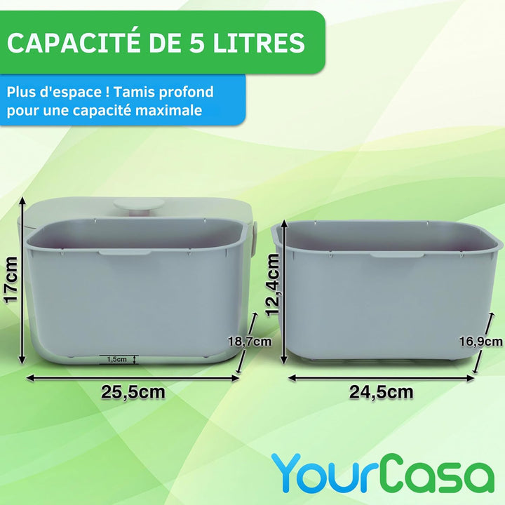 YourCasa Biomülleimer Küche 5L - Komposteimer für alltäglichen Biomüll Behälter - Spülmaschinenfest