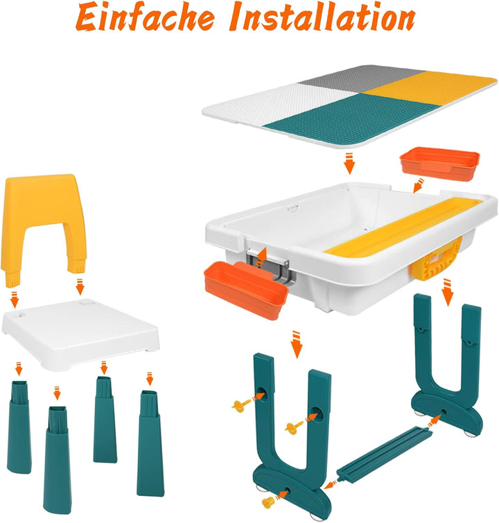 AufuN 5 in 1 Kindertisch Aktivitätstisch Höhenverstellbarer mit Stühle Set Spieltisch, Grosse Multif