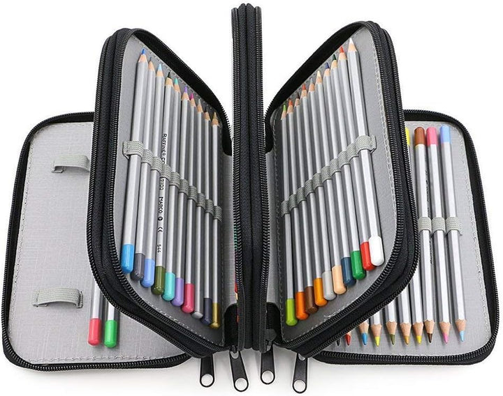 NUOLUX 72-Hole Pencil Bag Black Federmäppchen Mäppchen 4-Fach Stifte Organizer FüR Schule BüRo Und R