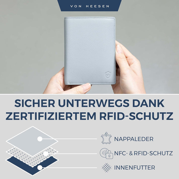 VON HEESEN Leder Geldbörse Herren mit Münzfach & RFID Schutz I Echtleder Geldbeutel für Männer & Dam