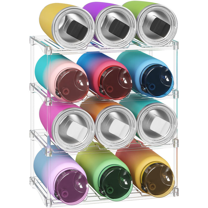 Lifewit Stapelbarer Flaschenorganizer aus Kunststoff für Zuhause, Tumbler- und Becherhalter, Transpa