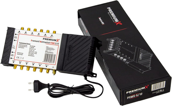 Premium X PXMS 5/12 Multischalter mit Netzteil Multiswitch 1 SAT bis 12 Teilnehmer Satverteiler Digi