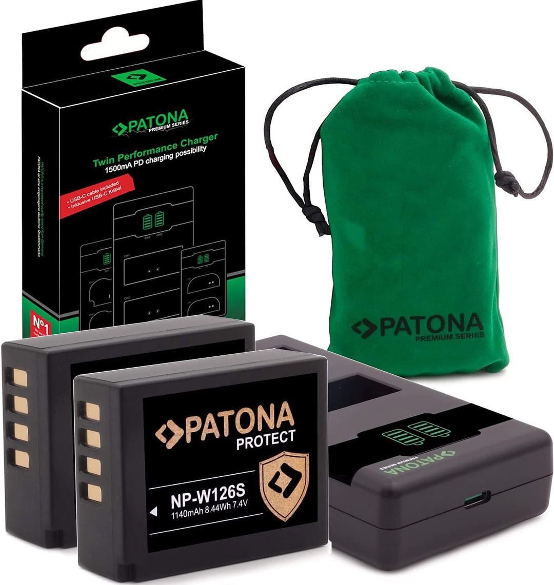 PATONA V1 Protect 2X Akku NP-W126s (1140 mAh) inkl. NTC-Sensor und V1 Gehäuse - mit PD Performance U