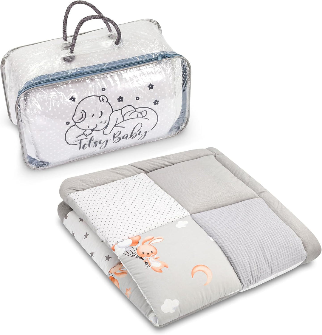 Baby Krabbeldecke 100x100 cm Velvet - Spielmatte Patchwork Spielmatte gepolstert Bodenmatte Dicke Ba