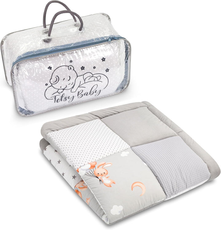 Baby Krabbeldecke 100x100 cm Velvet - Spielmatte Patchwork Spielmatte gepolstert Bodenmatte Dicke Ba