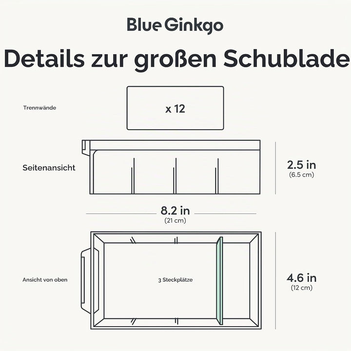 BLUE GINKGO Grosser Aufbewahrungsschrank mit 12 Schubladen – stapelbare Perlen- und Bastelaufbewahru