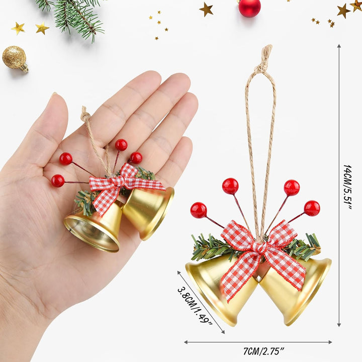 ASTARON 12 Stück Weihnachtsglocken-Ornamente, Weihnachtsbaumschmuck, Glöckchen mit Stechpalmenbeeren