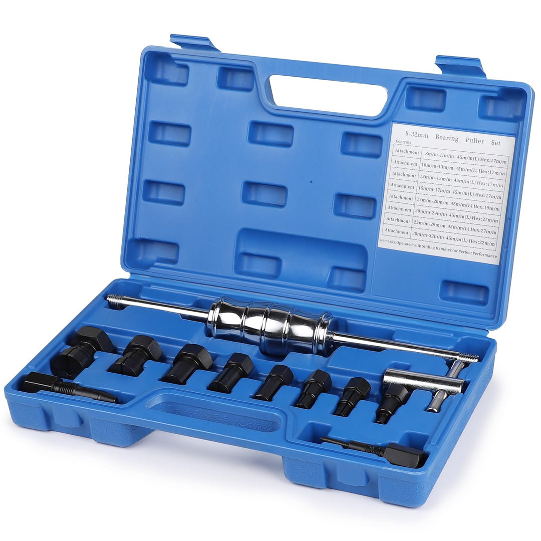 12 TLG Lagerabzieher 8-32 mm Sackloch Innenlager Abzieher Lager Abzieher Set mit Gleithammer und Erw