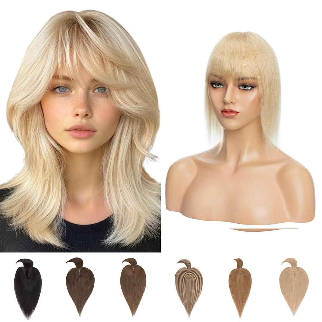 Silk-co Clip in Extension Echthaar Topeer Echthaar Haarteile Echthaar Toupet Haarverlängerung mit Fr