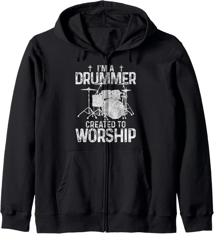 Drummer Schlagzeug Kreuz Christlicher Schlagzeuger Geschenk Kapuzenjacke