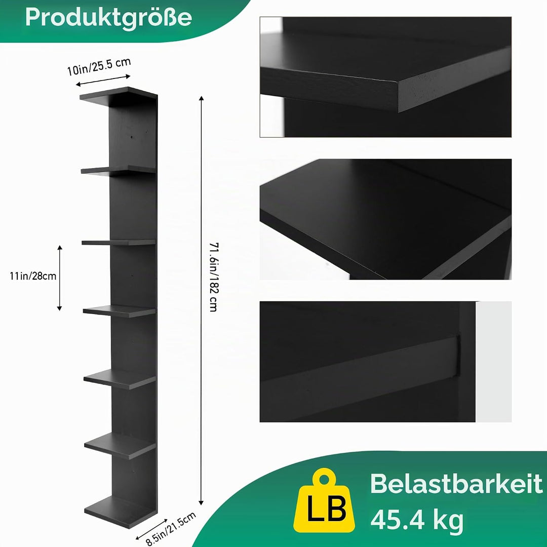 PHOENANCEE 7-stufiges Wandregal, vertikales Regal, Organizer Tall Tower Design dekoratives Wandregal