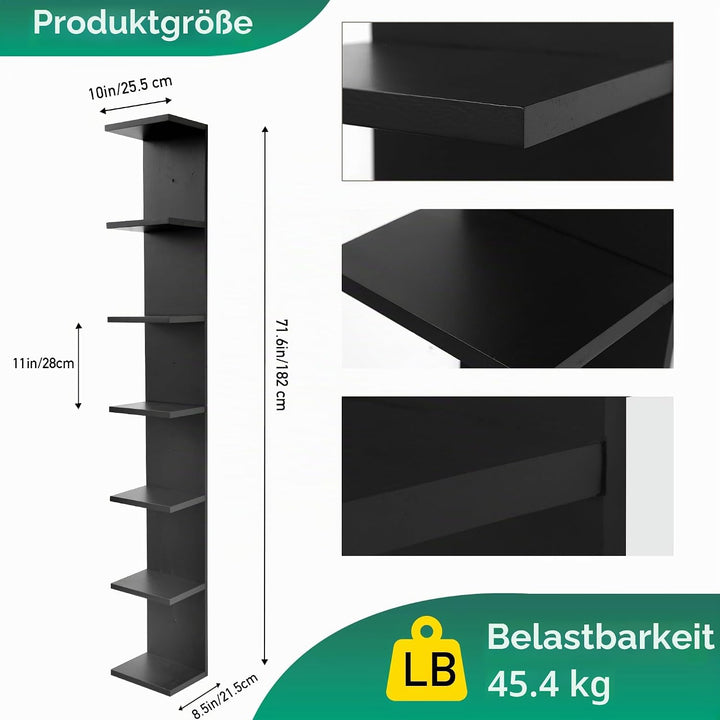PHOENANCEE 7-stufiges Wandregal, vertikales Regal, Organizer Tall Tower Design dekoratives Wandregal