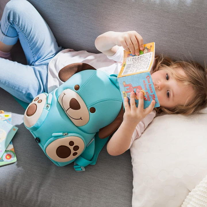 Pandana Kleiner Kinderrucksack Hubert Hund mit Brustgurt für Jungen und Mädchen im Kindergarten oder