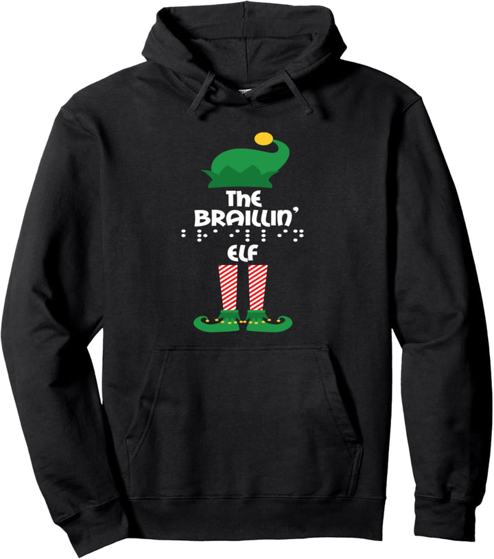 The Braillin' Elf Matching Family Group Christmas Pajama Pullover Hoodie