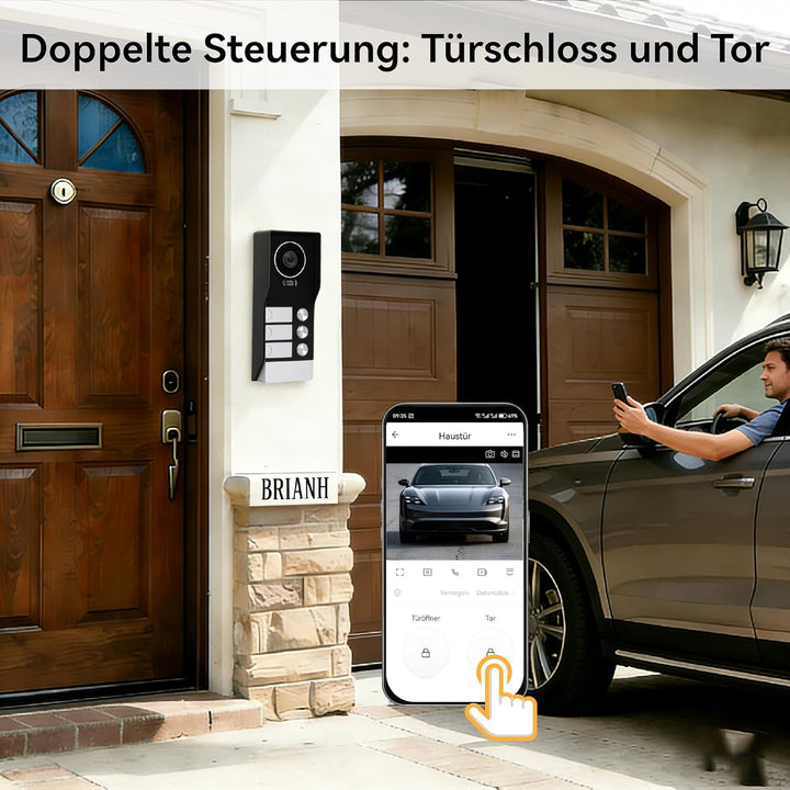 Video Türsprechanlage für 3 Familienhaus, 2-Draht,3X 7 Zoll Monitor &amp; App - Smarte Video Türklingel