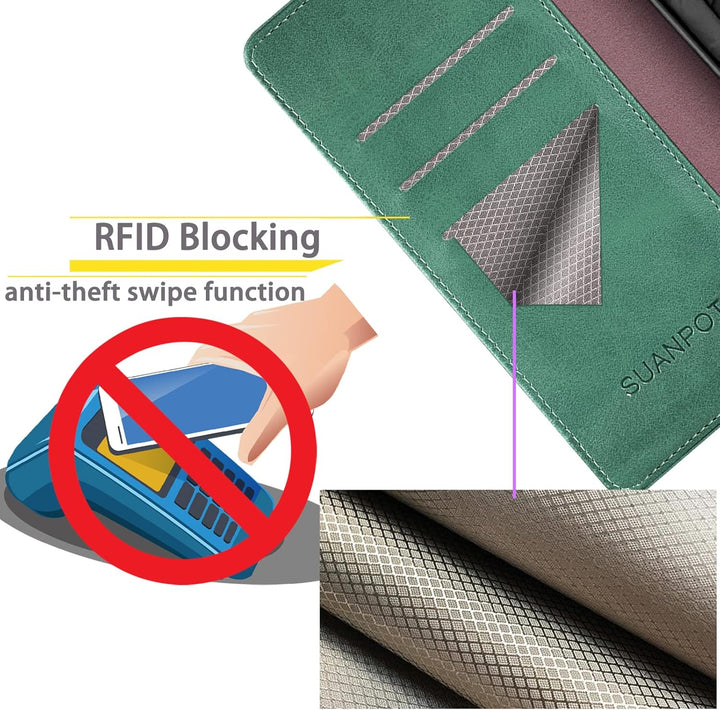 SUANPOT [RFID Schutz für iPhone 14 Plus 6.7" Hülle PU Leder Handyhülle Lederhülle Klapphülle Kartenf