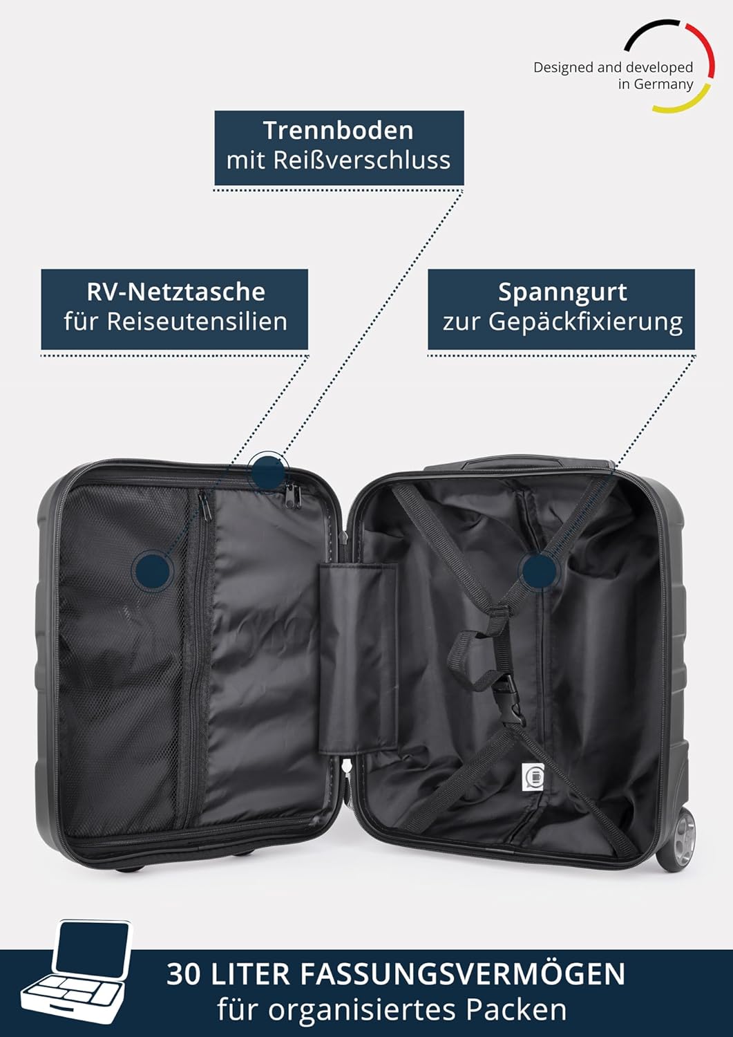 suitline - Kleiner Koffer 45x36x20 cm, Easyjet Freigepäck Underseat Handgepäck, Bordgepäck Trolley l