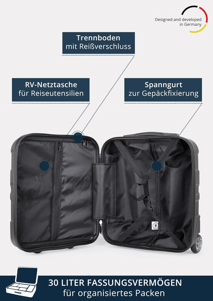 suitline - Kleiner Koffer 45x36x20 cm, Easyjet Freigepäck Underseat Handgepäck, Bordgepäck Trolley l